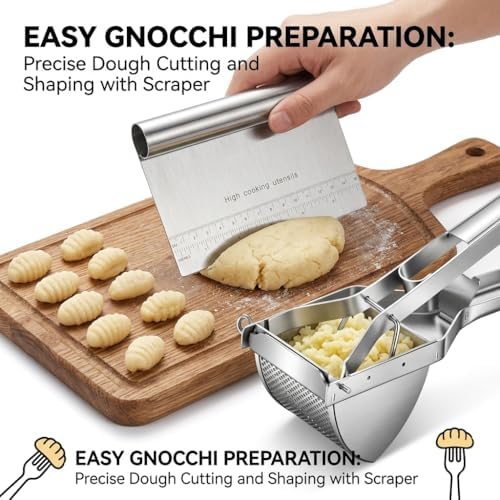 Potato Ricer Stainless Steel with Dough Scraper, Ricer for Mashed