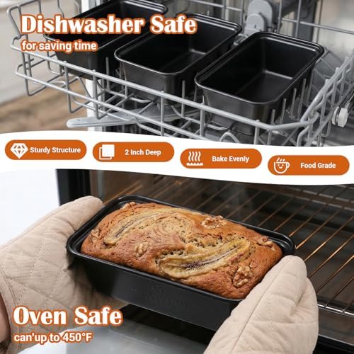 16 Pack Mini Loaf Pans for Baking, 6.1" Carbon Steel Nonstick Small