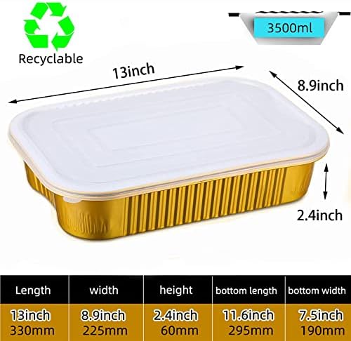 Gold Aluminum Foil Baking Pans 9"×13" with Lids