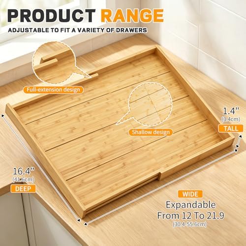 Bamboo Spice Drawer Organizer Expandable
