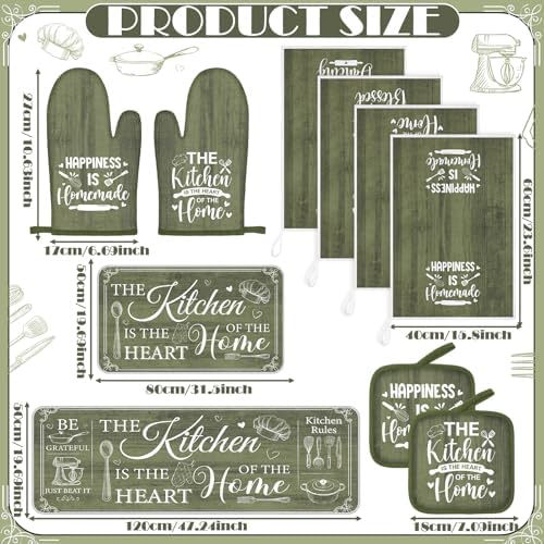 Fourluoo 10 Pcs Sage Green Kitchen Decor Set Farmhouse