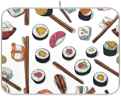 OTVEE Cute Roll Art Dish Drying Mat for Kitchen Counter Absorbent Heat