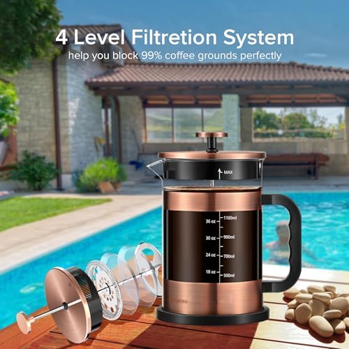 QUQIYSO 51oz Thickened Glass French Press Coffee Maker