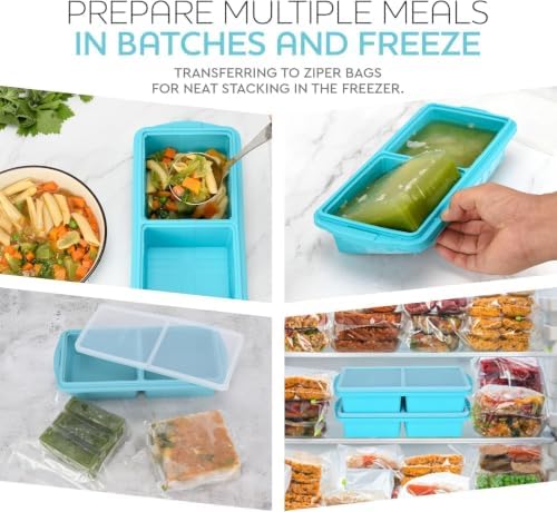 2 Cup Silicone Freezer Tray With Lid - Soup Freezer Container molds