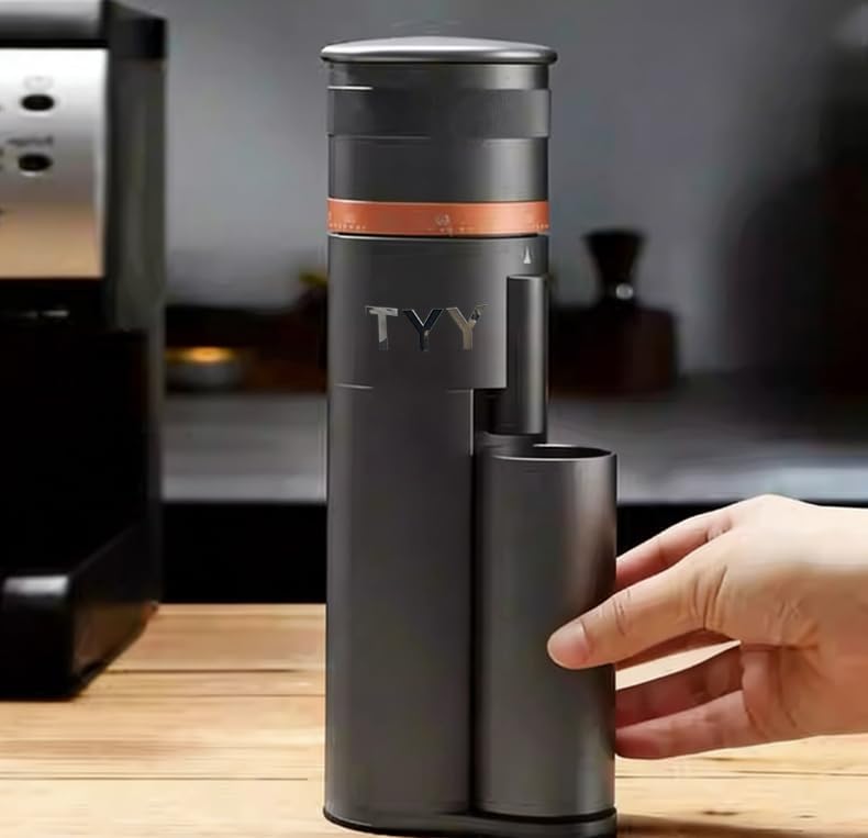 TYY Portable Conical Burr Coffee Grinder, Stepless Settings
