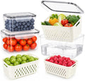 Fruit Storage Containers for Fridge, Airtight & Leakproof, 3 Pack