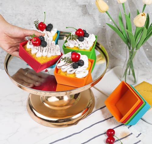 Webake 3.5 Inch Jumbo Baking Cups Reusable Silicone Square Cupcake