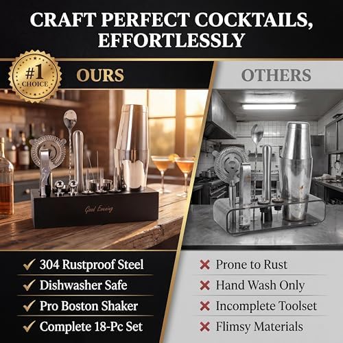 18-Piece Bartender Kit - Mixology Cocktail Shaker Set with Modern