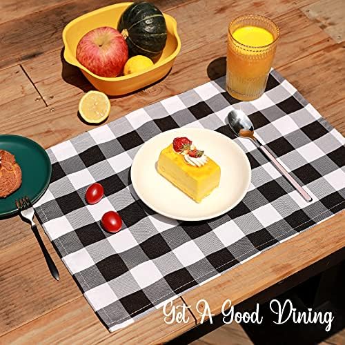 18"x13" Plaid Checkered Placemats,Black & White Checker