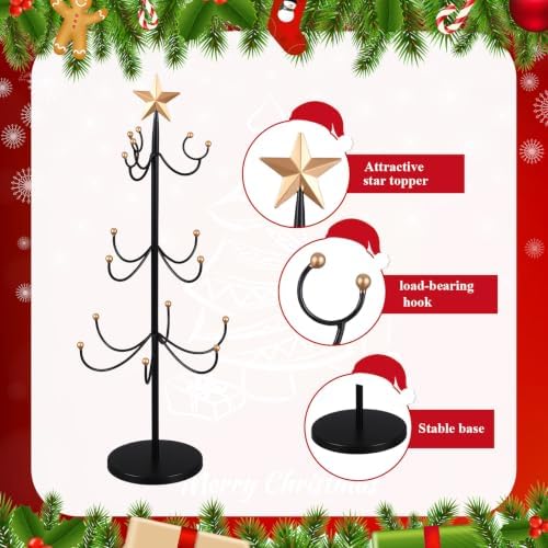 Suclain Christmas Mug Holder with Golden Star Coffee Cup Display Rack