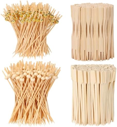 400PCS Cocktail Picks, Sublaga 4.7" Eco-friendly Natural Bamboo Ball