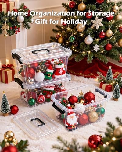 NUMIFUN 6 Pack 7Qt Clear Plastic Storage Bins with Lids