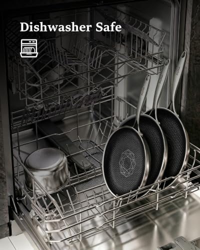 Non Stick Frying Pans Set, 3PC Hybrid Frying Pans Nonstick, Dishwasher & Oven Safe, Induction Compatible, With Stay-Cool Handle, PFOA Free Kitchen Cookware