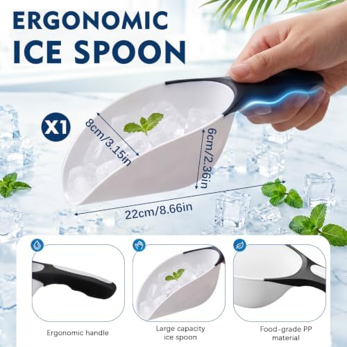 1 Set Ice Bin for Freezer with Lid Scoop, Tall Version, Black White