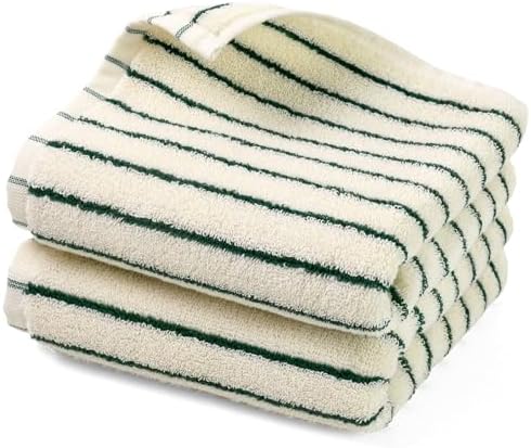 Jacquotha Green Striped Hand Towels for Kitchen, Vintage Bathroom