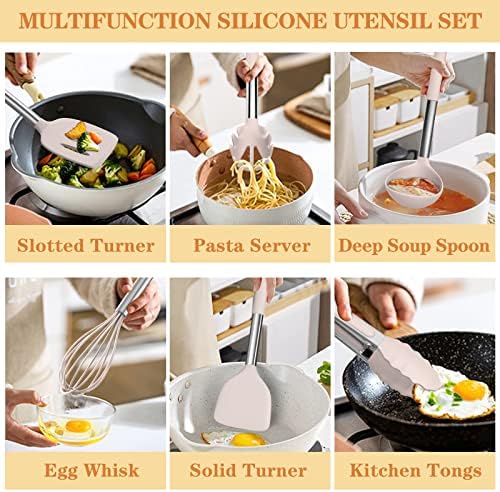 Umite Chef Silicone Cooking Utensil Set, 43 PCS Khaki