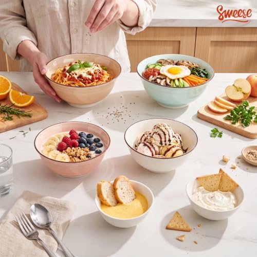 Sweese 5 oz Small Ceramic Bowls Set of 6, 3.9 Inch Mini Bowls for