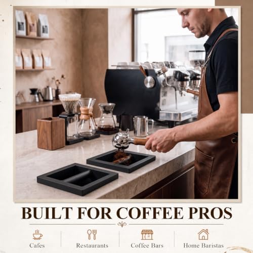 Mimorou Set of 2 Espresso Coffee Ground Knock Box Chute, Built-in