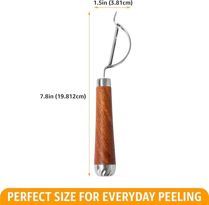Potato Peeler Wooden Handle, Curved Multifunctional Vegetable Peeler, Rosewood - Image 6
