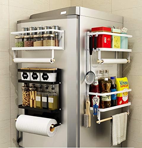 Black Magnetic Refrigerator Shelf Organizer, Paper Towel Holder