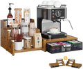Coffee Station Organizer with K Cup Holder, 28 Pod Capacity,3-Tier Syrup Rack with Coffee Pod Holder Drawer, Coffee Bar organizer Countertop for Accessories,Rustic Brown