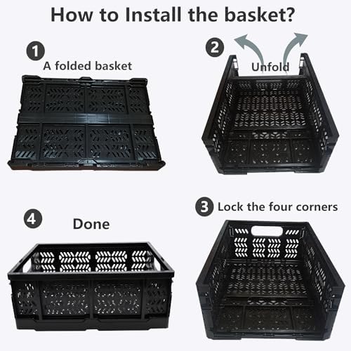 4-Pack 20L Foldable Plastic Storage Crates