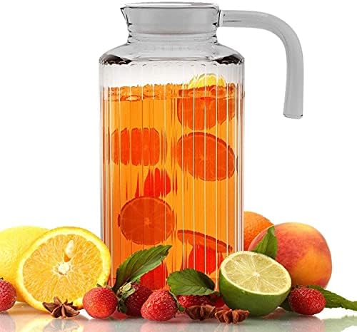 Fridge Pitcher – 60 OZ. Glass Water Fridge Pitcher with Lid By Home