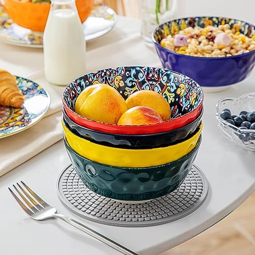 vancasso 26 Oz Ceramic Cereal Bowls Set of 6, Bohemian Soup Salad