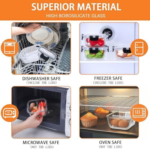 3-Pack 8 oz Glass Snack Containers