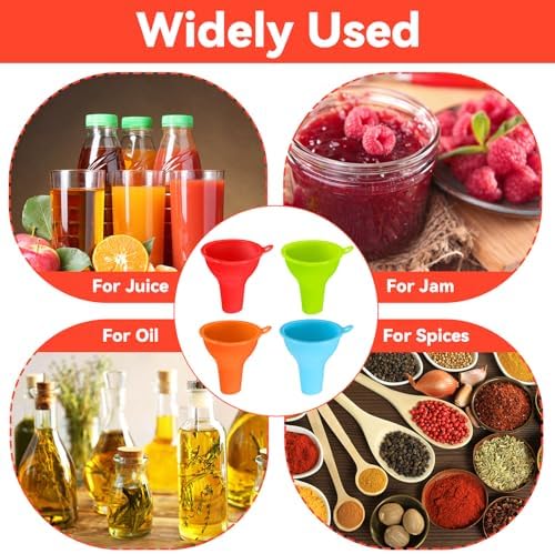 ElevateTech 4Pcs Funnels for Kitchen Use Filling Bottles Silicone