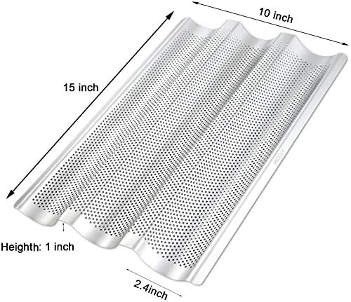 AYCCNH Stainless Steel French Baguette Bread Pan, Perforated Loaf Pans