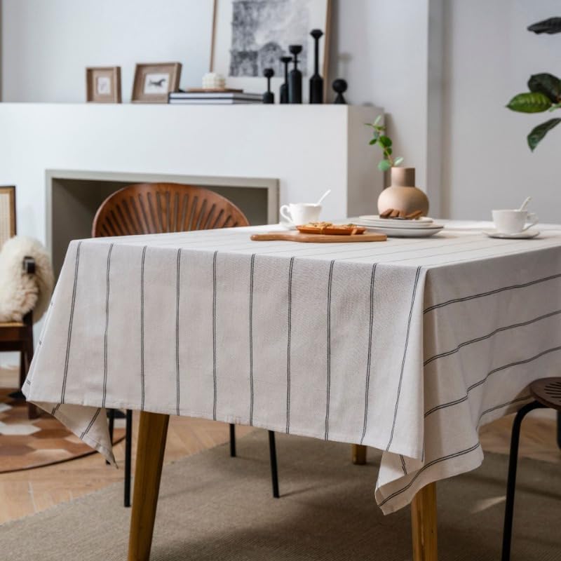 ArtBud Cotton Linen Table Cloths Boho Farmhouse Heavy Fabric Table