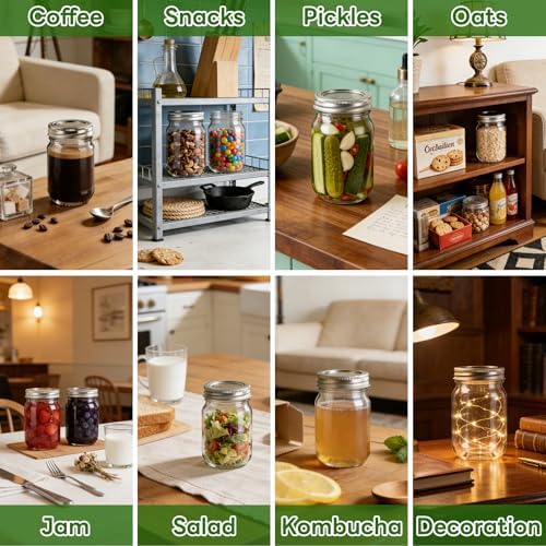 12 oz Mason Jars with Lids, 20 Pack