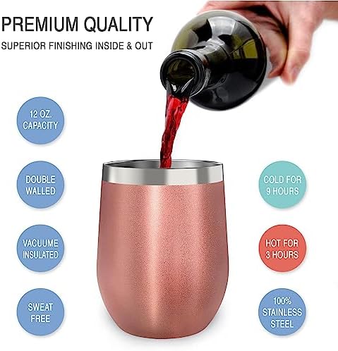 CHILLOUT LIFE 12 oz Stainless Steel Wine Tumblers 2 Pack - Double Wall