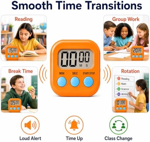 12-Pack Magnetic Large LCD Countdown Timers, Style A