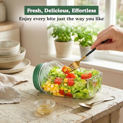 Salad Pod Mason Jar Side Open, Leakproof Salad Container, BPA-Free