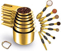 Gold Measuring Cups and Spoons Set of 15, 18/8 Stainless Steel