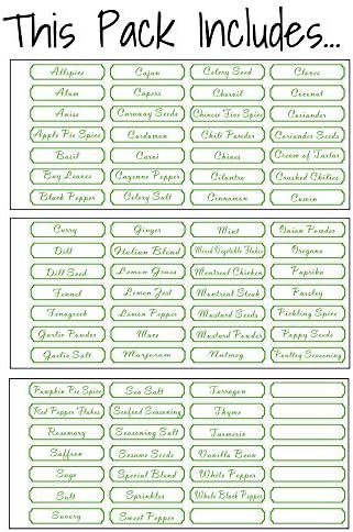 Lovable Labels Spice/Herb Jar Labels, 76 Pre-Printed + 8 Blank