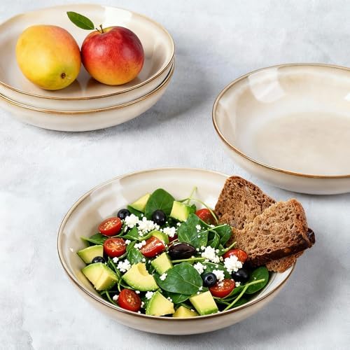 AmorArc 8.5’’ Ceramic Pasta Bowls Set of 4, 36oz Large Stoneware Bowls