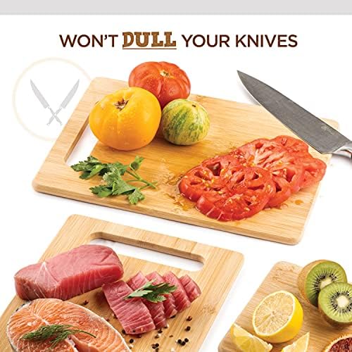 Bamboo Cutting Board Set of 4 - Wooden Cutting Boards for Kitchen with