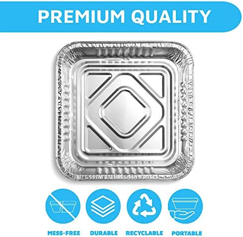 MontoPack 9” Disposable Aluminum Foil Square Baking Pans | 9 x 9 Cake