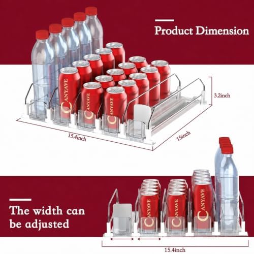 Canyave Self-Pushing Beverage Organizer for Fridge, Clear