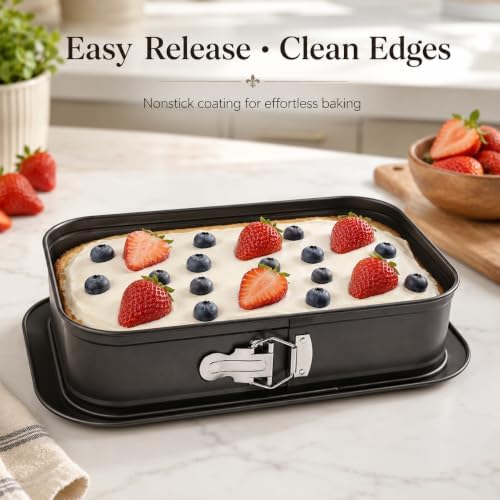 2 PCS Rectangle Cake Pan, 14 x 9 Inch Springform Cheesecake Pan