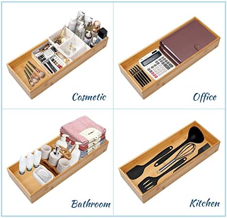 PRATIQUE Bamboo Drawer Organizer - Kitchen Utensil Organizer