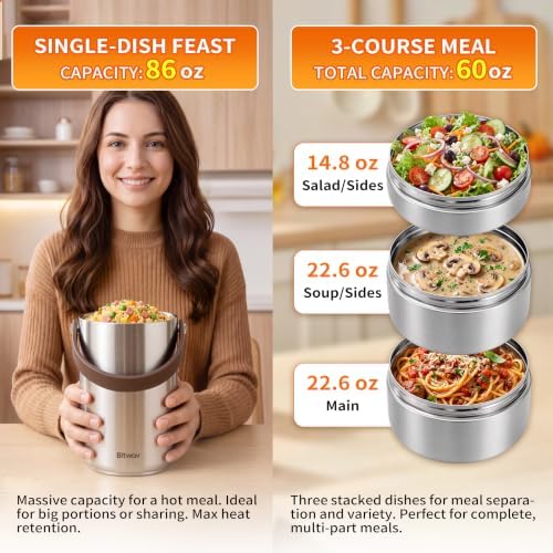 86oz Stainless Steel 3-Tier Bento Lunch Box