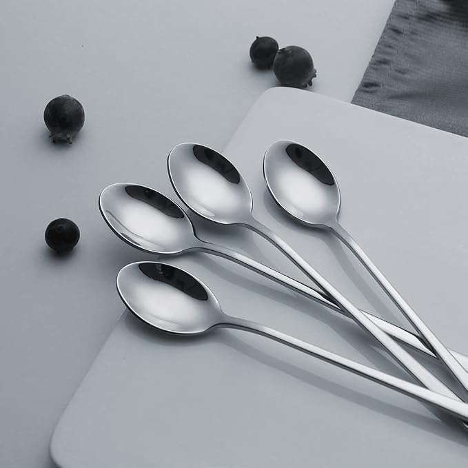 IQCWOOD Long Handle Ice Tea Spoons, 9-Inch Coffee Ice Cream Stainless Steel - Image 3