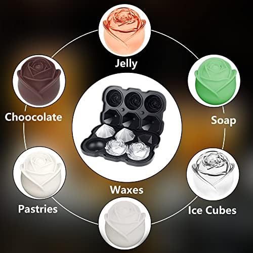 Silicone Ice Cube Tray with Lids, 2" Large Rose Ice Ball