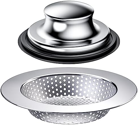 Huntonry Sink Stopper and Drain Strainer, 2PCS, 3-1/2 Inch