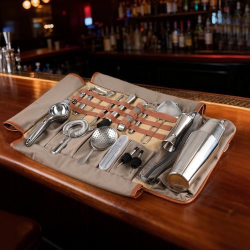 Etens 22 Piece Travel Bartender Kit with Bag, Portable Stainless Steel