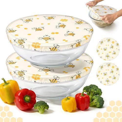 12 inch Reusable Beeswax Elastic Bowl Covers, 2 Large